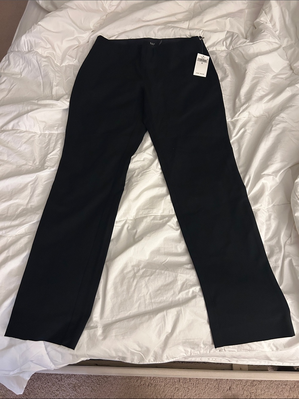 NWT Women Lauren Ralph Lauren Black Straight-Leg Dress Pants